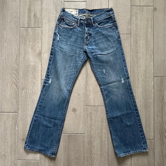 Abercrombie & Fitch Low Rise Slim Boot Button Fly Distressed Jeans Men's 28x30 - Picture 6 of 15